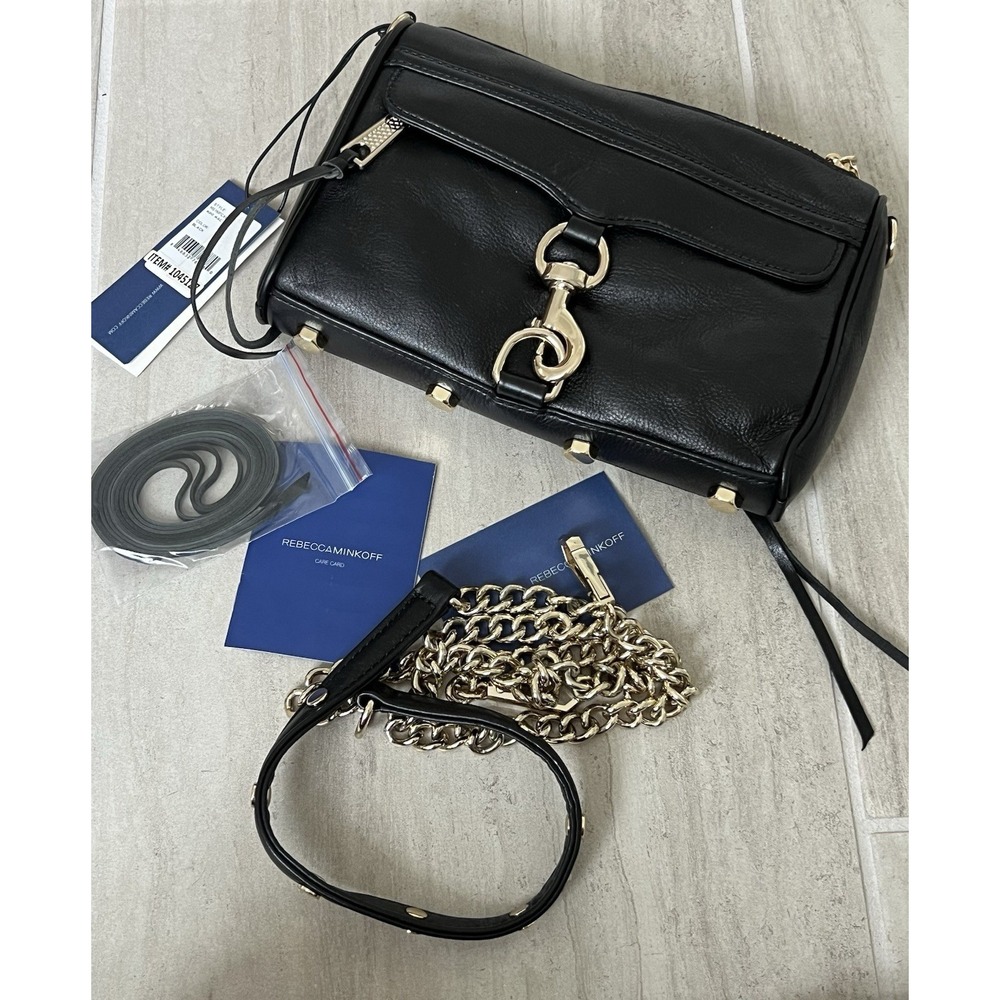 NWT Rebecca Minkoff Women's Mini M.A.C. Shoulder Bag Leather Crossbody Black